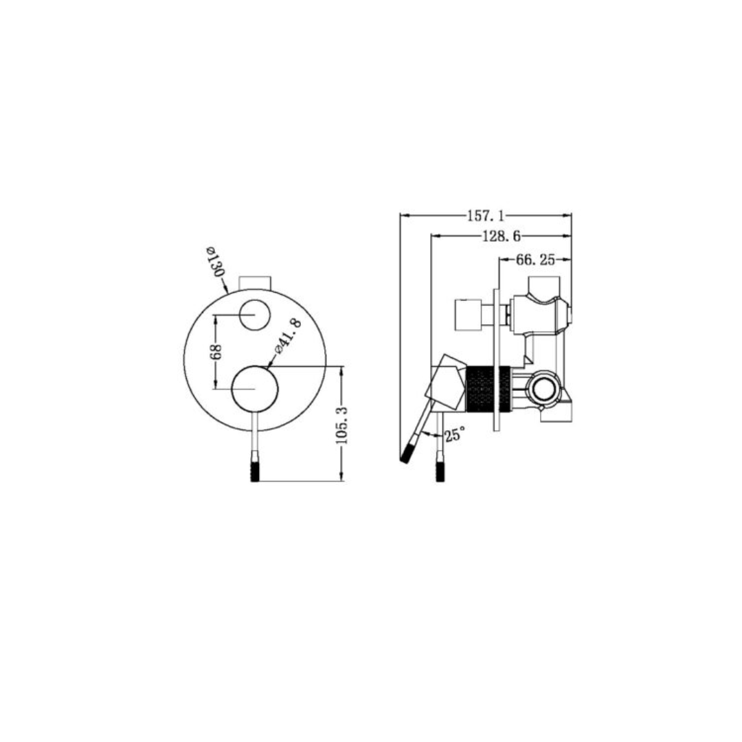 Robinet encastré avec diverteur – Valence – Graphite