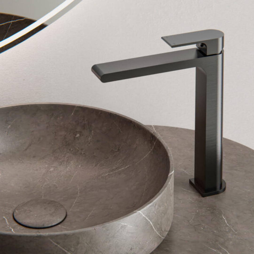 Robinet de lavabo haut Portofino - 1 trou - Nickel brossé