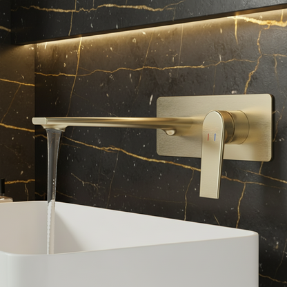 Robinet de baignoire indépendant Lisandro – Sortie d'eau en cascade – Nickel brossé