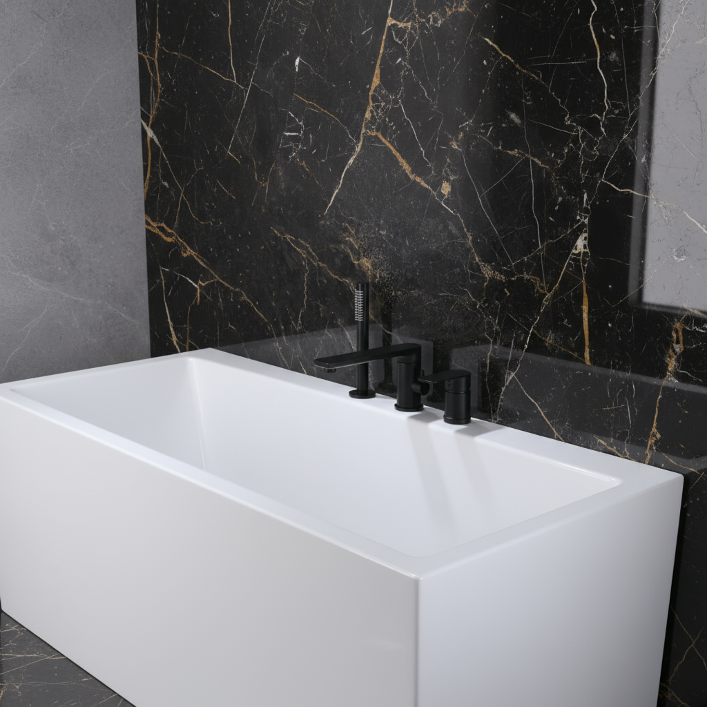 Robinet de baignoire indépendant Lisandro – Sortie d'eau en cascade – Nickel brossé