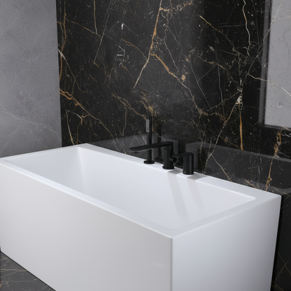 Robinet de baignoire indépendant Lisandro – Sortie d'eau en cascade – Nickel brossé