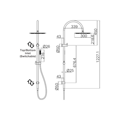 Regendoucheset Capri – Graphite - Avec robinet mélangeur encastré