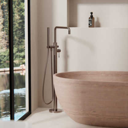 Robinet de baignoire indépendant Valencia - Douche à main - Or brossé