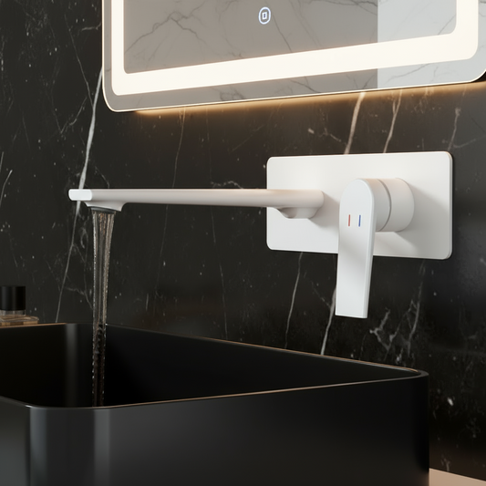 Robinet de baignoire indépendant Lisandro – Sortie d'eau en cascade – Nickel brossé