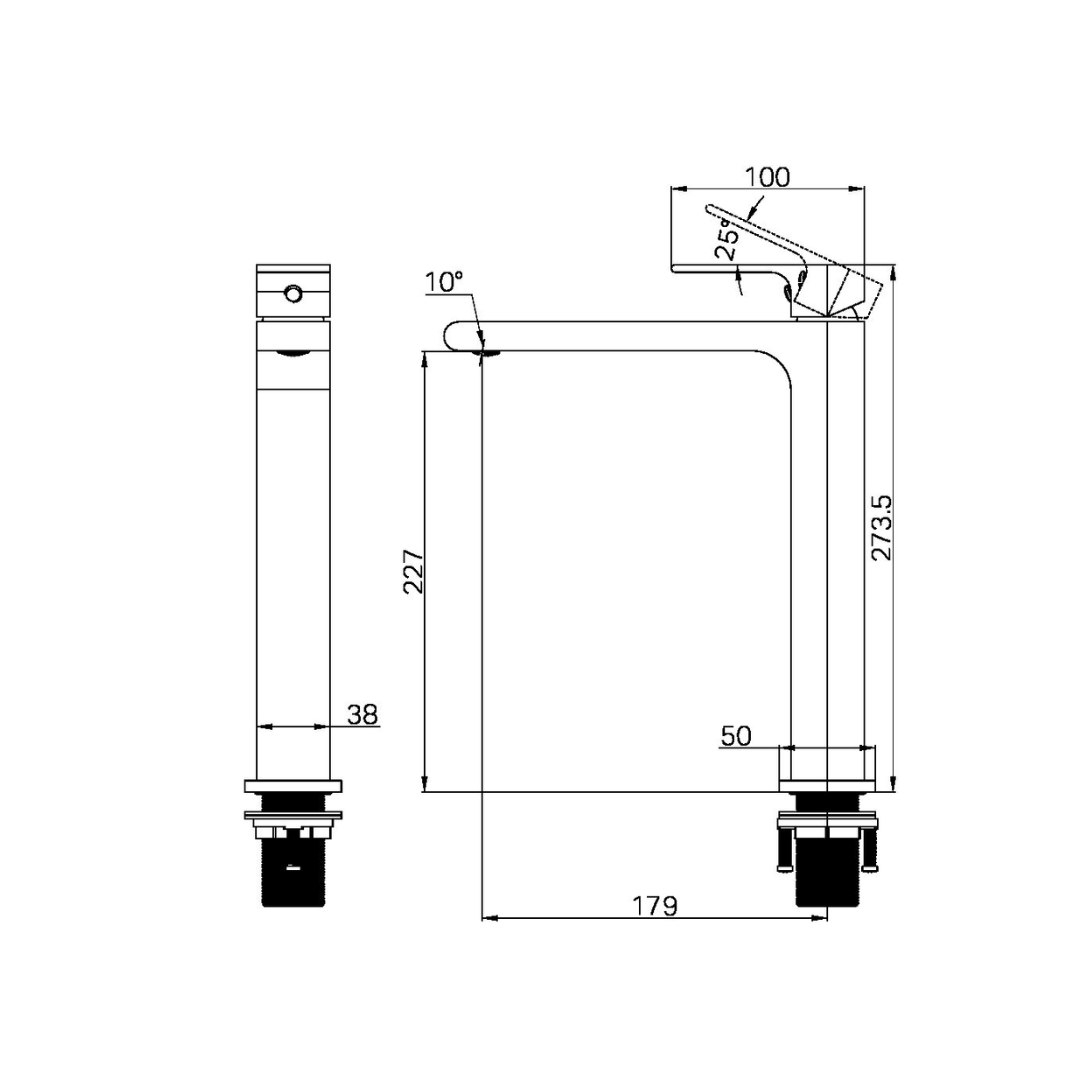 Robinet de lavabo haut Portofino - 1 trou - Nickel brossé