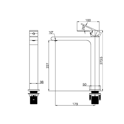 Robinet de lavabo haut Portofino - 1 trou - Nickel brossé