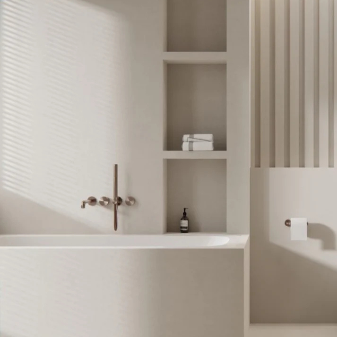 Robinet de bain encastré Valencia - Douche à main et sortie - Sans plaque arrière - Or brossé
