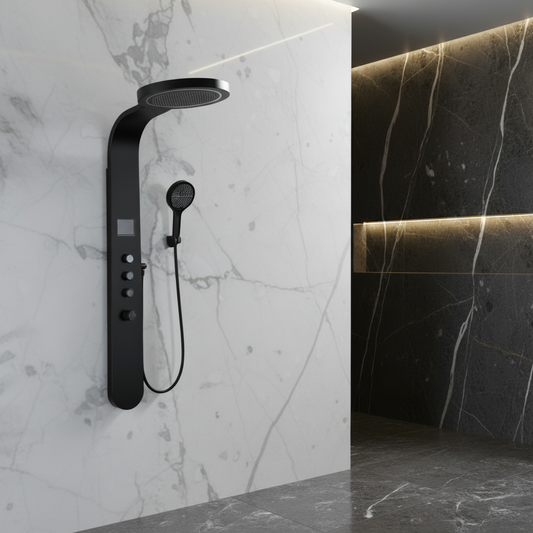 Robinet de baignoire indépendant Lisandro – Sortie d'eau en cascade – Nickel brossé