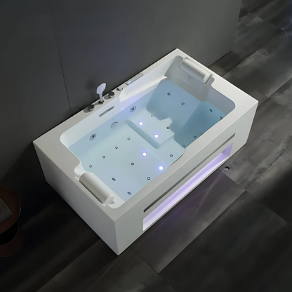 Opbouw Massagebad – Milan – Glans Blanc – Haut-parleurs Bluetooth - 180x107x60 cm