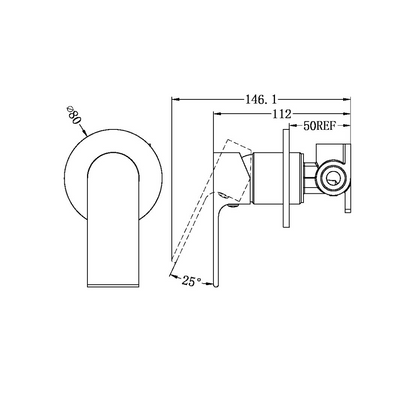 Robinet encastré - Portofino – 80MM - 1-Trou - Nickel brossé