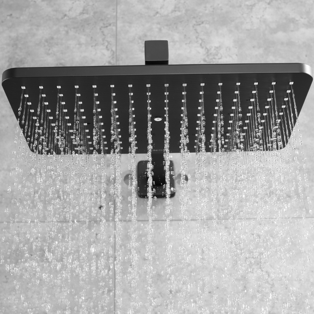 Ensemble de douche à effet pluie encastré - Bruno - Noir