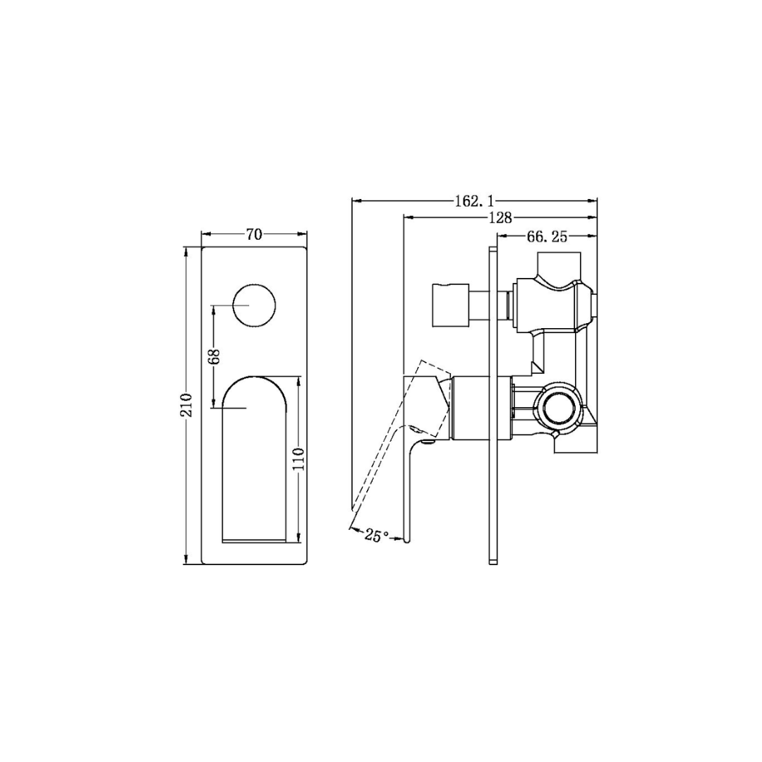 Robinet encastré avec diverteur – Portofino – Gris métal gun