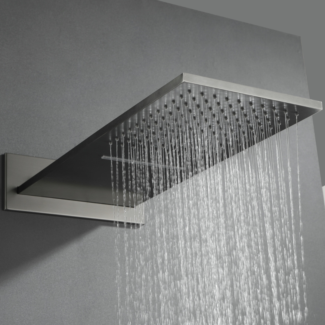 Ensemble de douche à effet pluie encastré thermostatique Isabella - Cascade - Gris gunmetal