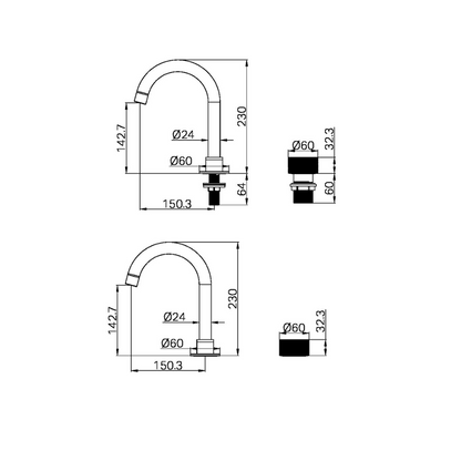 Robinet de lavabo encastré Valencia – 2 trous - Bronze brossé