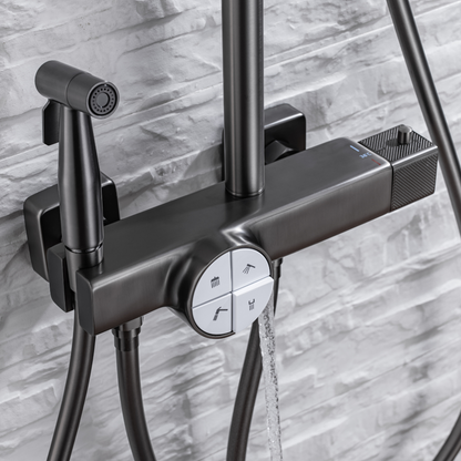 Ensemble de douche à effet pluie thermostatique - Angelo - Gris gunmetal