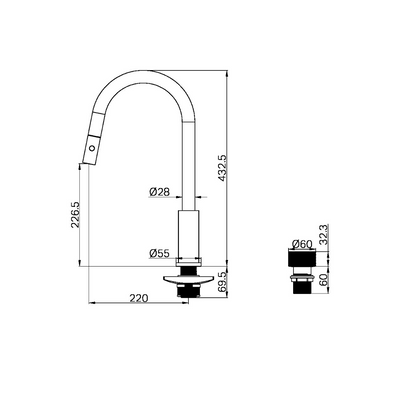 Robinet de cuisine Valencia – 2-Trous – Graphite