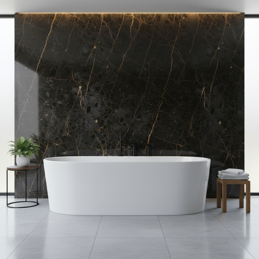 Robinet de baignoire indépendant Lisandro – Sortie d'eau en cascade – Nickel brossé