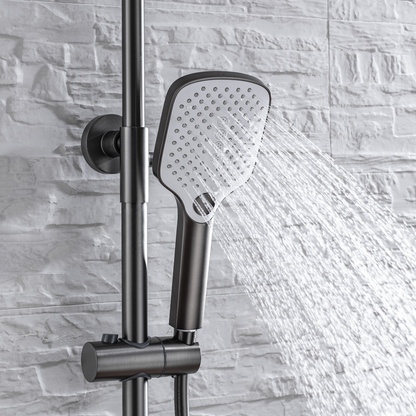 Ensemble de douche à effet pluie thermostatique - Angelo - Gris gunmetal