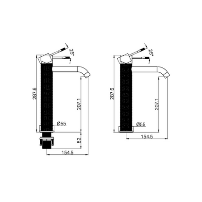 Robinet de lavabo haut Valencia - 1 trou - Graphite