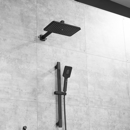 Ensemble de douche à effet pluie encastré - Bruno - Noir