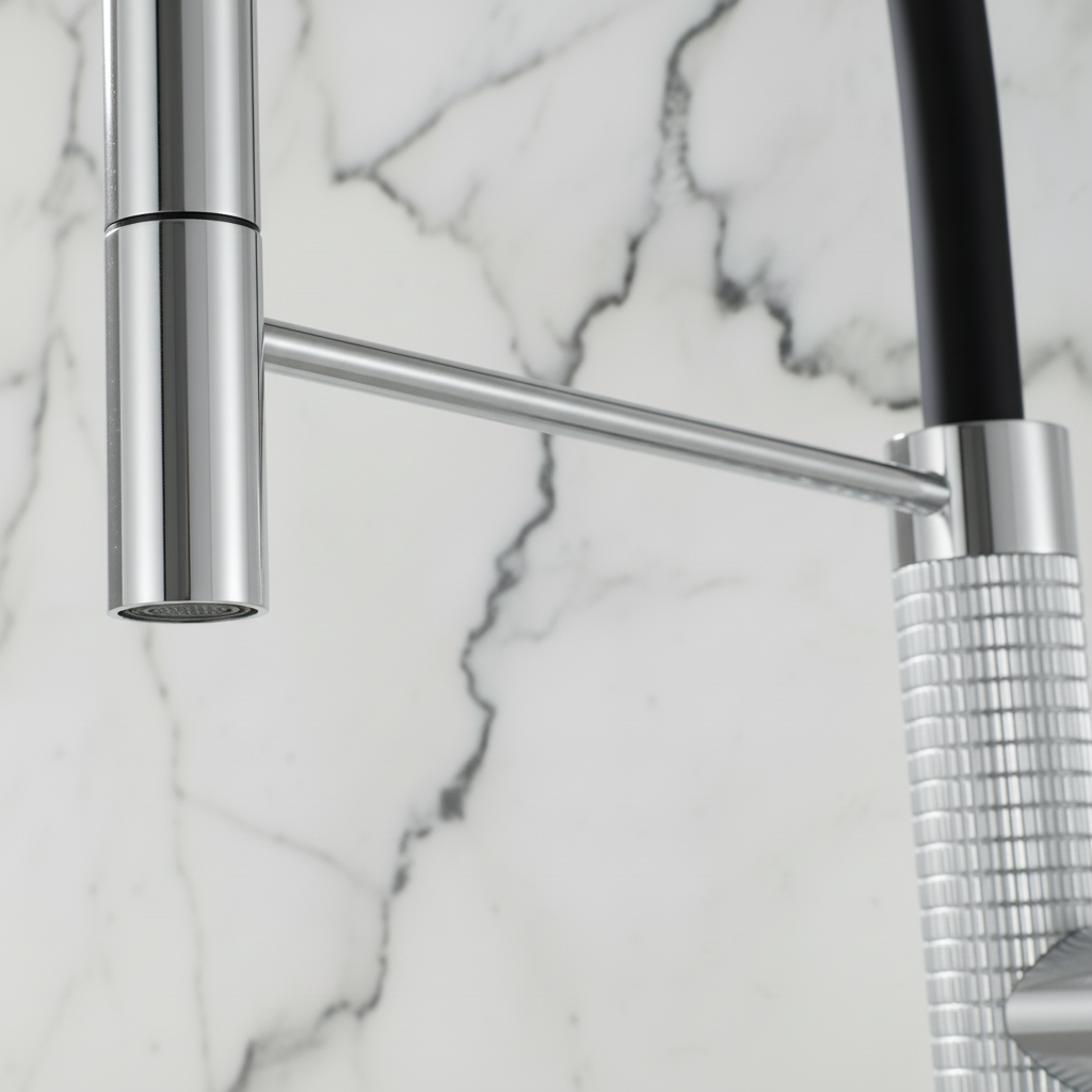 Robinet de cuisine semi-professionnel Angelica – Bec rétractable – Gris gunmetal