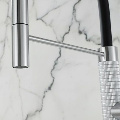 Robinet de cuisine semi-professionnel Angelica – Bec rétractable – Gris gunmetal