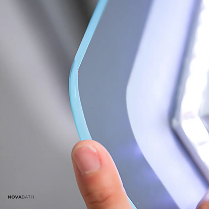 Miroir de salle de bain LED sur mesure Lori – Bluetooth & haut-parleurs – Horloge numérique – Miroir de grossissement – Chauffage anti-condensation