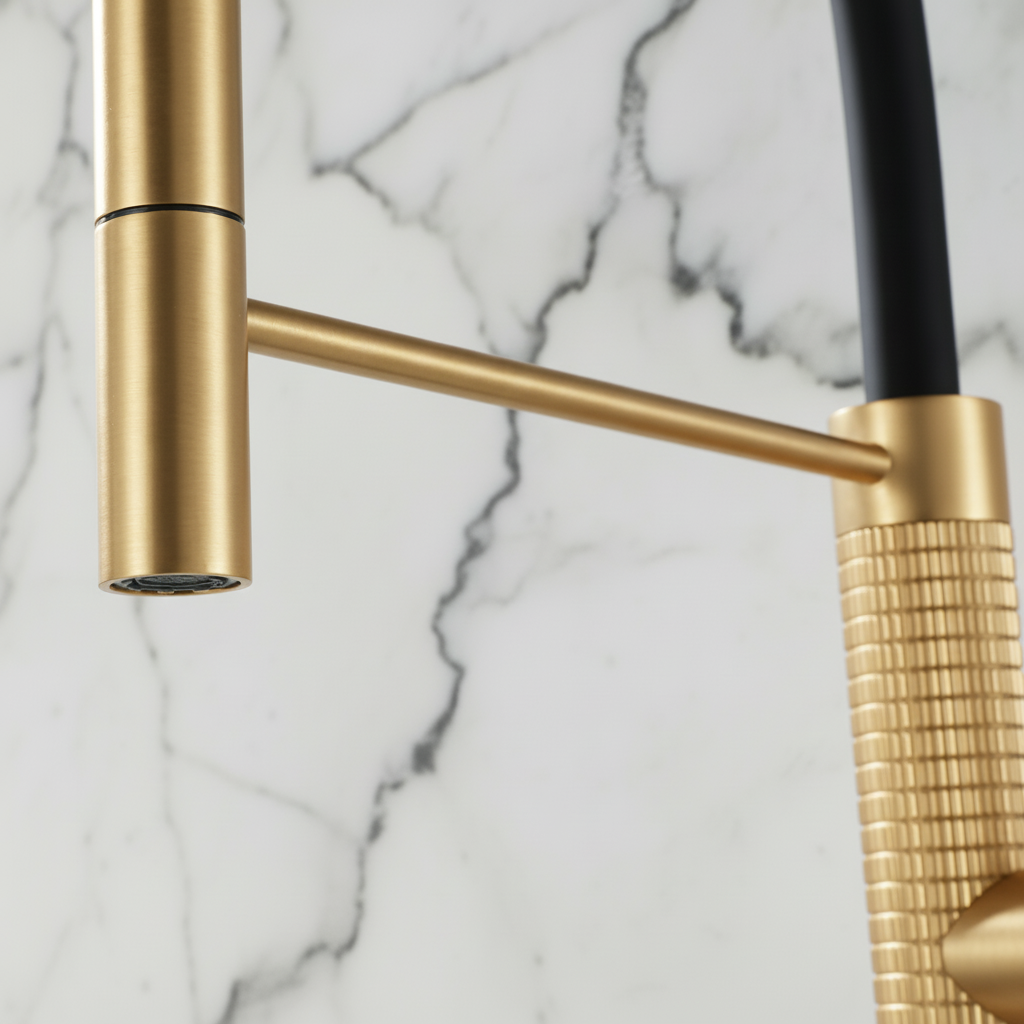 Robinet de cuisine semi-professionnel Angelica – Bec rétractable – Gris gunmetal