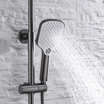 Ensemble de douche à effet pluie thermostatique - Angelo - Gris gunmetal