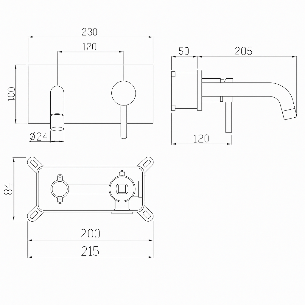 Robinet de lavabo encastré Angelica - Gris gunmetal