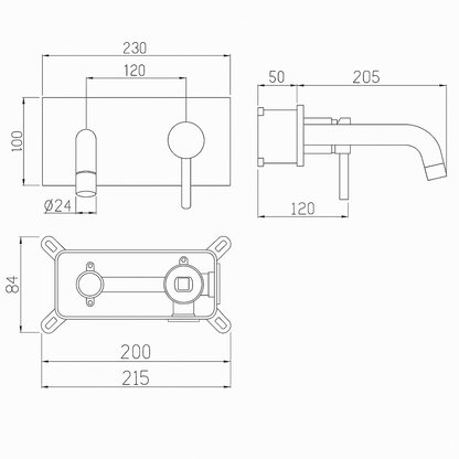 Robinet de lavabo encastré Angelica - Gris gunmetal
