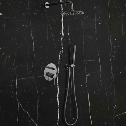 Inbouw Regendoucheset Angelica – Staafhanddouche – Gunmetal grey