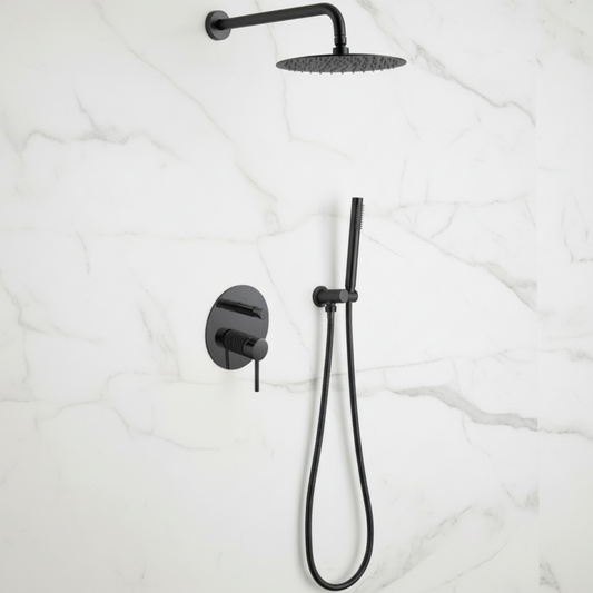 Inbouw Regendoucheset Angelica – Staafhanddouche – Mat zwart