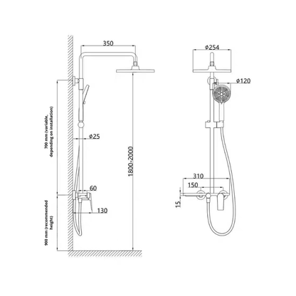 Robinet de baignoire indépendant Lisandro – Sortie d'eau en cascade – Nickel brossé