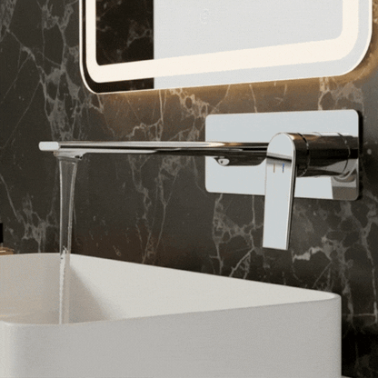 Robinet de baignoire indépendant Lisandro – Sortie d'eau en cascade – Nickel brossé