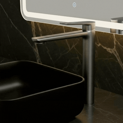 Robinet de baignoire indépendant Lisandro – Sortie d'eau en cascade – Nickel brossé