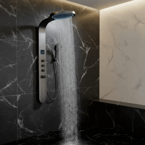 Robinet de baignoire indépendant Lisandro – Sortie d'eau en cascade – Nickel brossé