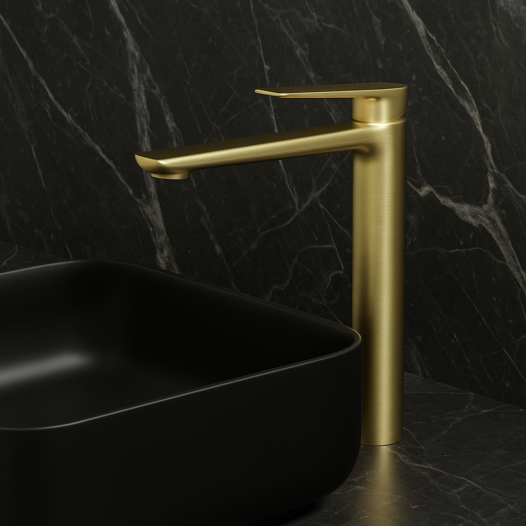 Robinet de baignoire indépendant Lisandro – Sortie d'eau en cascade – Nickel brossé