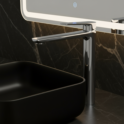 Robinet de baignoire indépendant Lisandro – Sortie d'eau en cascade – Nickel brossé