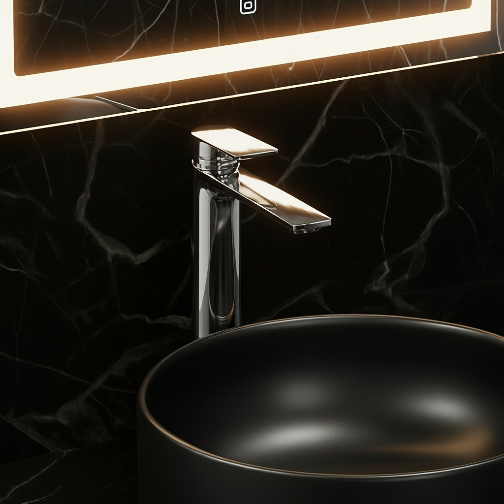 Robinet de baignoire indépendant Lisandro – Sortie d'eau en cascade – Nickel brossé