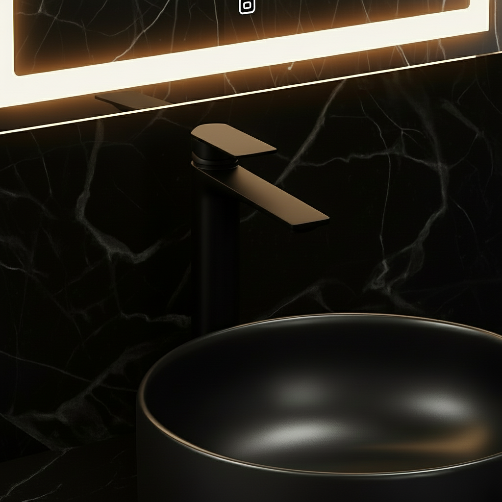 Robinet de baignoire indépendant Lisandro – Sortie d'eau en cascade – Nickel brossé