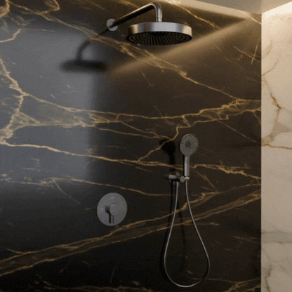 Ensemble de douche à effet pluie encastré Amalia - Gris gunmetal