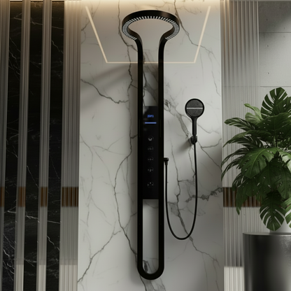 Panneau de douche thermostatique Marcelo – Affichage numérique - Noir mat