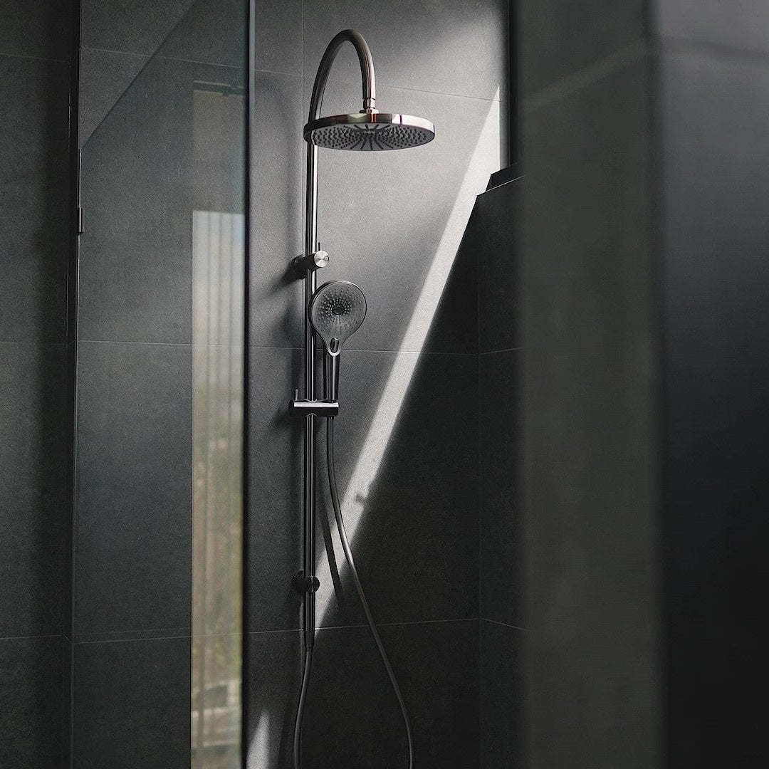 Regendoucheset Valencia – Graphite - Douche à air - Avec robinet mélangeur encastré