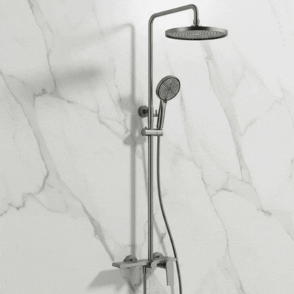 Robinet de baignoire indépendant Lisandro – Sortie d'eau en cascade – Nickel brossé