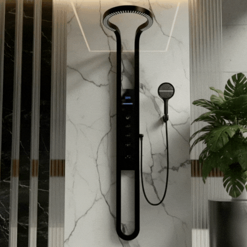 Panneau de douche thermostatique Marcelo – Affichage numérique - Noir mat