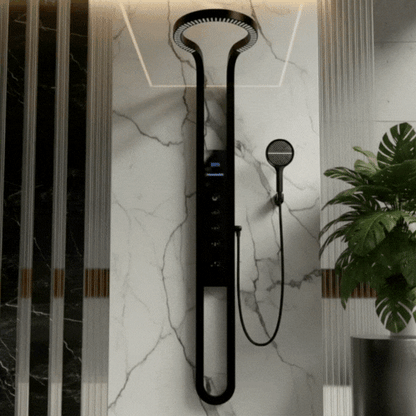 Panneau de douche thermostatique Marcelo – Affichage numérique - Noir mat