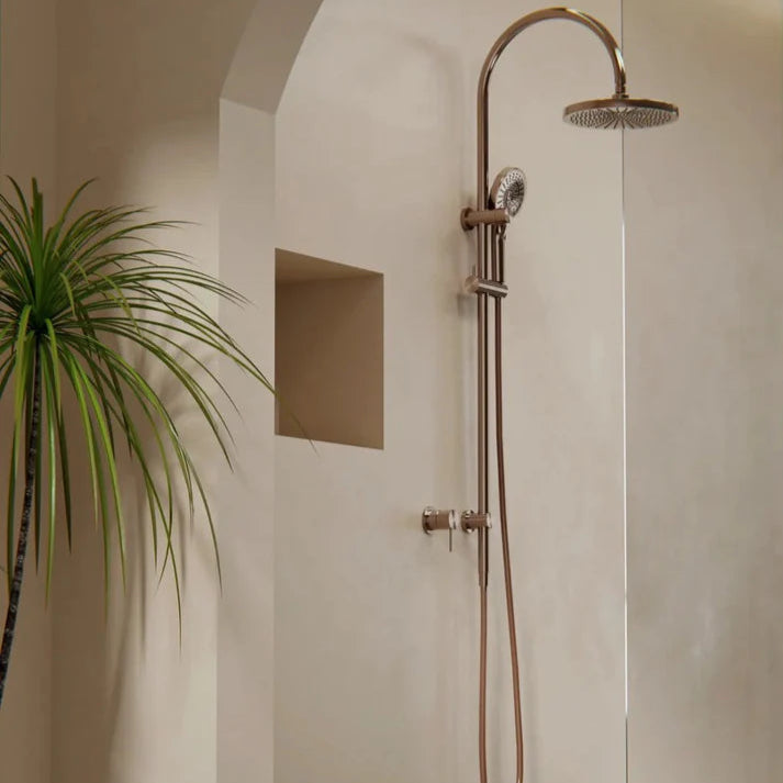 Regendoucheset Valencia – Or brossé - Douche à air - Avec robinet mélangeur encastré
