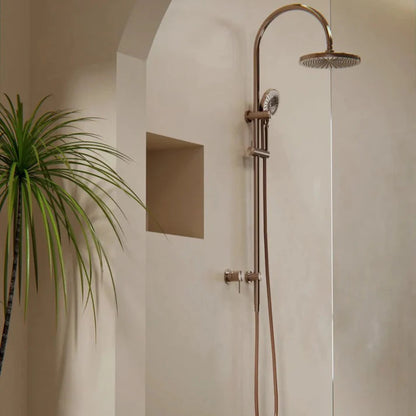 Regendoucheset Valencia – Or brossé - Douche à air - Avec robinet mélangeur encastré