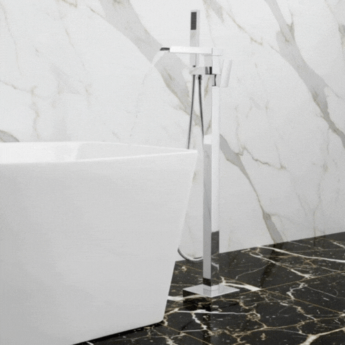 Robinet de baignoire indépendant Lisandro – Sortie d'eau en cascade – Chrome